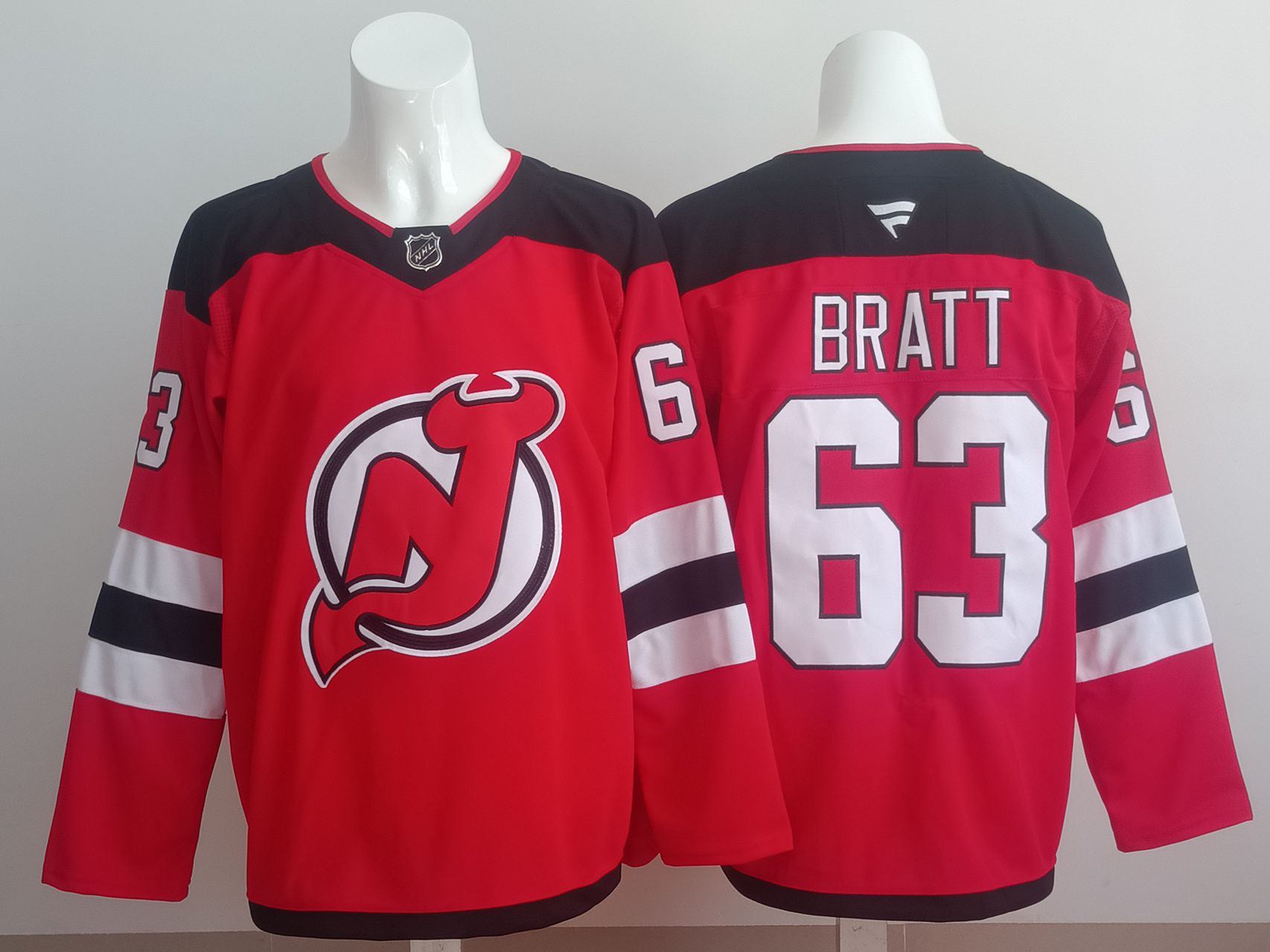 Men 2025 New Jersey Devils #63 Bratt Red NHL Jersey style 01